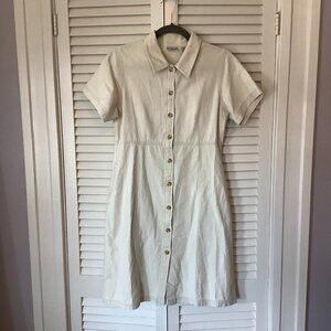 L.L. Bean women's vintage shirtdress 6 cotton khaki buttondown short sleeve
